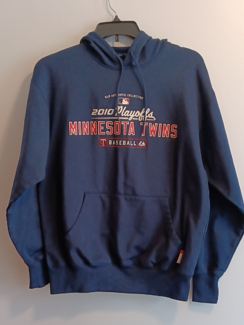 Majestic Minnesota Twins Navy Pullover Hoodie with Red & White Team Graphic